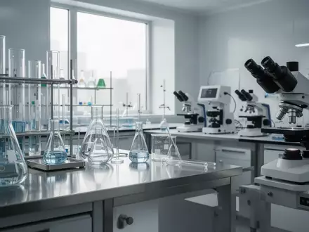 Ein steriles, modernes medizinisches Forschungslabor mit hochwertigen Laborgeräten und mikroskopischen Untersuchungsplätzen. - Foto: über boerse-global.de