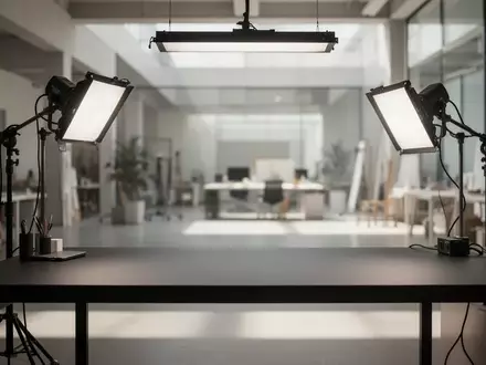 Ein minimalistischer, sonnendurchfluteter Arbeitsplatz in einem modernen Designstudio mit professioneller Ausstattung. - Foto: über boerse-global.de