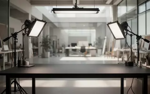 Ein minimalistischer, sonnendurchfluteter Arbeitsplatz in einem modernen Designstudio mit professioneller Ausstattung. - Foto: über boerse-global.de