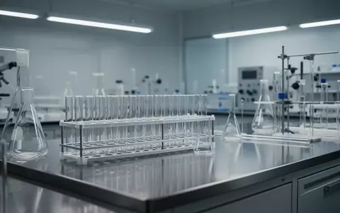 Eine moderne, minimalistische Laborumgebung mit sterilen Glasgeräten und Edelstahlflächen in einer Forschungseinrichtung. - Foto: über boerse-global.de