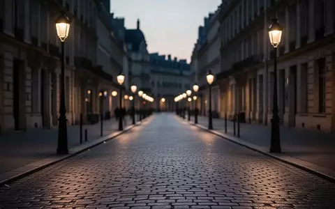 Eine ruhige, menschenleere städtische Straße in der Abenddämmerung mit Kopfsteinpflaster und warm beleuchteten Straßenlaternen. - Foto: über boerse-global.de