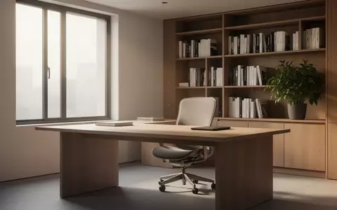 Ein minimalistisches, aufgeräumtes Homeoffice mit einem Holztisch und einer Pflanze bei natürlichem Tageslicht. - Foto: über boerse-global.de