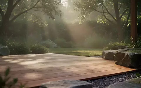 Ein ruhiger, sonnendurchfluteter Gartenbereich mit Holzterrasse und natürlichem Licht, der eine entspannte Atmosphäre vermittelt. - Foto: über boerse-global.de
