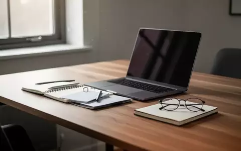 Ein professioneller, aufgeräumter Schreibtisch mit Laptop und Notizbuch in natürlichem Morgenlicht. - Foto: über boerse-global.de