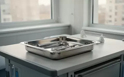 Ein steriler, minimalistischer Behandlungsraum in einer modernen Klinik mit einem medizinischen Instrumententablett. - Foto: über boerse-global.de