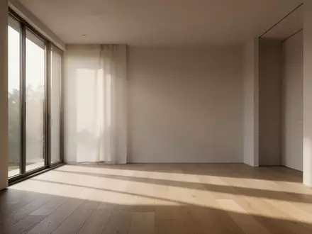 Ein minimalistischer, lichtdurchfluteter Raum mit sanften Schatten auf einem Holzboden. - Foto: über boerse-global.de