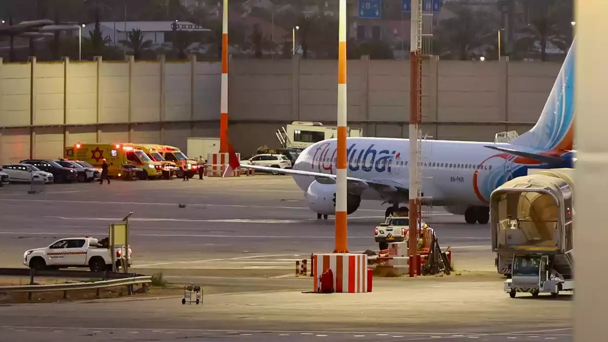 Diese Ersatzmaschine brachte die Passagiere nach Tel Aviv. - Bild: Jamal Awad/dpa