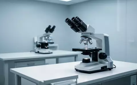 Ein steriler, modern eingerichteter medizinischer Untersuchungsraum mit einem diagnostischen Mikroskop auf einem Labortisch. - Foto: über boerse-global.de