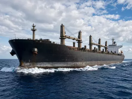 Ein großes Massengutfrachter-Schiff auf offener See bei Tageslicht. - Foto: über boerse-global.de