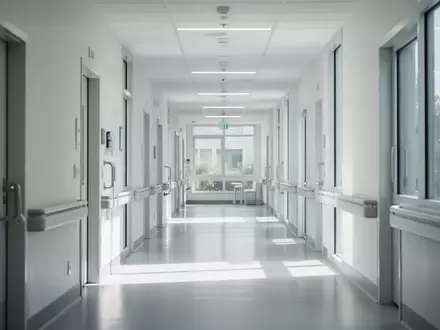 Moderner, heller Flur einer medizinischen Rehabilitationseinrichtung mit minimalistischer Architektur. - Foto: über boerse-global.de
