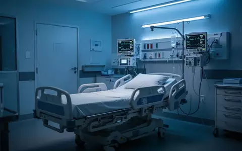 Ein leeres, modern ausgestattetes Intensivzimmer in einem Krankenhaus bei gedimmtem Licht. - Foto: über boerse-global.de