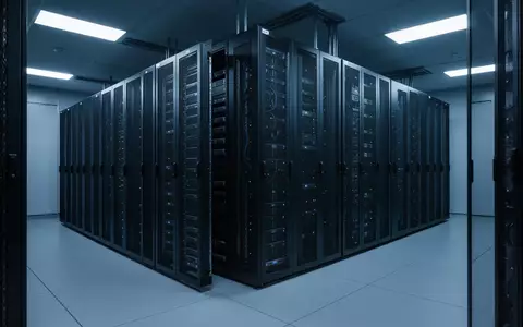 Moderne Serverarchitektur in einem abgedunkelten Raum mit blauer Beleuchtung zur Symbolisierung von IT-Sicherheit. - Foto: über boerse-global.de