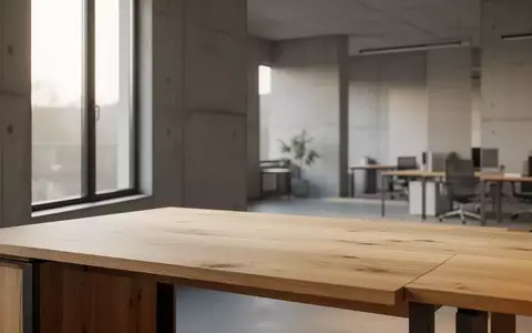Ein minimalistischer, leerer Schreibtisch in einem modernen Büro mit hellem Tageslicht, das eine Atmosphäre der strategischen Planung vermittelt. - Foto: über boerse-global.de