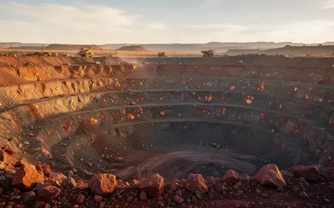 Offener Kupfertagebau in einer weitläufigen Wüstenlandschaft bei Sonnenuntergang. - Foto: über boerse-global.de