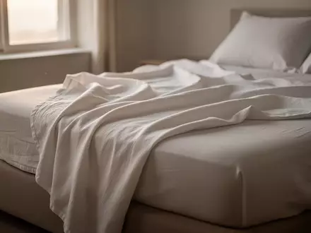 Minimalistisch eingerichtetes Schlafzimmer mit hochwertiger, atmungsaktiver Bettwäsche in weichem Tageslicht. - Foto: über boerse-global.de