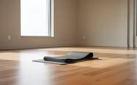 Ein minimalistischer, heller Sportraum mit hellem Holzboden und einer ordentlich zusammengelegten Gymnastikmatte. - Foto: über boerse-global.de