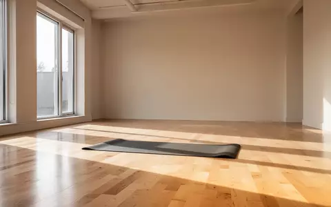 Ein heller, minimalistischer Übungsraum mit Holzboden und einer einzelnen Fitnessmatte in natürlichem Sonnenlicht. - Foto: über boerse-global.de