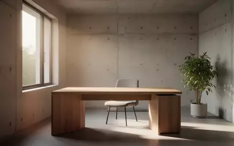 Ein minimalistisches, modernes Heimbüro mit einem leeren Schreibtisch und natürlichem Tageslicht. - Foto: über boerse-global.de