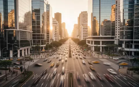 Ein belebter urbaner Straßenverkehr in einer modernen Stadt bei goldenem Licht, ohne sichtbare Schriftzüge oder Werbung. - Foto: über boerse-global.de