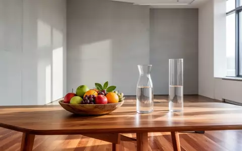 Ein heller, minimalistischer Büroraum mit frischem Obst und Wasser auf einem Holztisch als Symbol für betriebliche Gesundheitsförderung. - Foto: über boerse-global.de