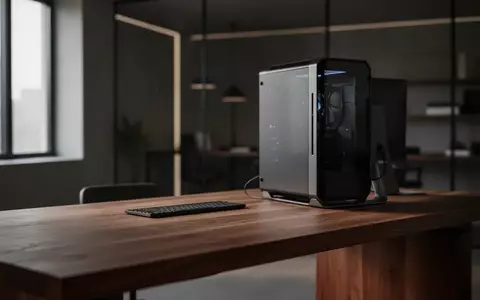 Ein minimalistischer Arbeitsplatz mit einem massiven Holztisch in einem ruhig beleuchteten, modernen Raum. - Foto: über boerse-global.de