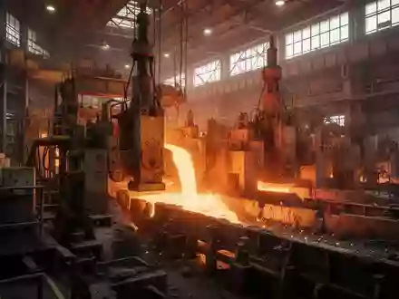 Ein modernes Stahlwerk mit glühendem Metall und industriellen Produktionsanlagen. - Foto: über boerse-global.de