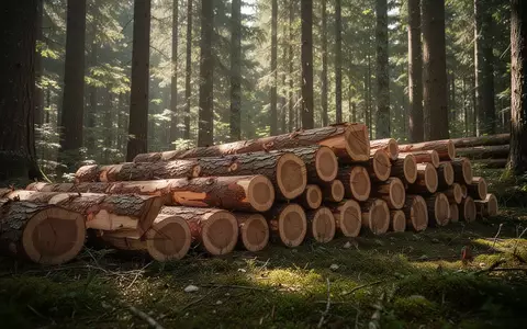 Gepoltertes Rundholz im Wald bei natürlichem Tageslicht - Foto: über boerse-global.de