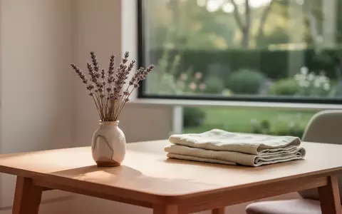Ein minimalistischer Behandlungsraum mit natürlichem Licht, getrockneten Lavendelzweigen in einer Vase und Leinentüchern. - Foto: über boerse-global.de