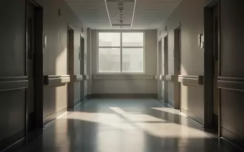 Ein minimalistischer, leerer Krankenhausflur mit einfallendem Tageslicht und klaren architektonischen Linien. - Foto: ĂĽber boerse-global.de