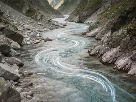 Ein gewundener Gebirgsfluss, der durch eine felsige Schlucht fließt und die natürliche Durchblutung symbolisiert. - Foto: über boerse-global.de