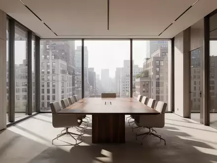 Ein moderner, heller Konferenzraum mit bodentiefen Fenstern und Blick auf eine ruhige Stadtlandschaft. - Foto: über boerse-global.de