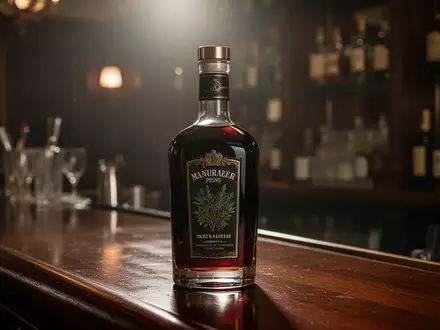 Eine Flasche Kräuterlikör auf einem hölzernen Bartresen in einer gedimmten, eleganten Bar. - Foto: über boerse-global.de