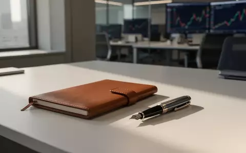 Ein minimalistischer Schreibtisch mit Notizbuch und FĂĽllfederhalter in einem modernen BĂĽro bei natĂĽrlichem Tageslicht. - Foto: ĂĽber boerse-global.de