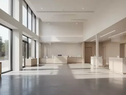 Ein heller, minimalistischer Innenraum einer modernen Ladenfläche mit polierten Betonböden und natürlichem Licht. - Foto: über boerse-global.de