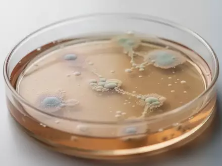 Nahaufnahme einer Petrischale mit mikrobiellen Kulturen in einer klinischen Laborumgebung. - Foto: über boerse-global.de