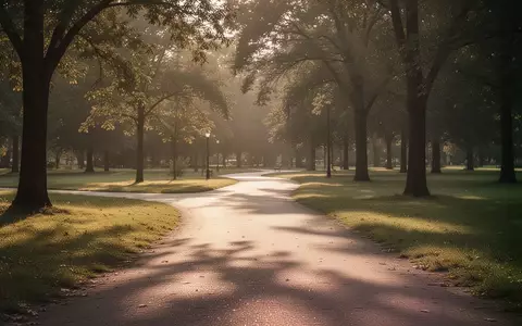Ein friedlicher, von der Abendsonne beschienener Weg in einem Park, der einen langen Prozess der persönlichen Veränderung symbolisiert. - Foto: über boerse-global.de
