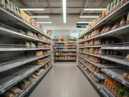 Leere Regale in einem Supermarkt während einer Hochwasserkatastrophe in Thailand. - Foto: über boerse-global.de