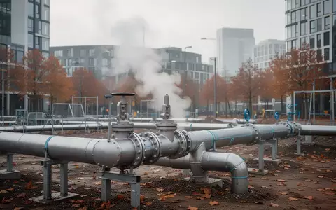 Ein modernes Fernwärmerohr in einem städtischen Umfeld mit aufsteigendem Dampf an einem kühlen Herbstmorgen. - Foto: über boerse-global.de