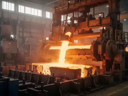 Glühendes Metall in einer modernen Stahlfabrik während des Produktionsprozesses. - Foto: über boerse-global.de