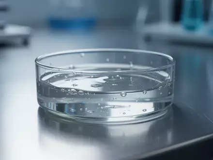 Ein steriler Labortisch mit einer Glasschale, die eine klare Flüssigkeit enthält, in einer wissenschaftlichen Forschungsumgebung. - Foto: über boerse-global.de