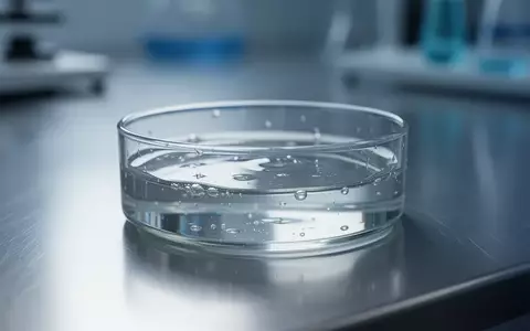 Ein steriler Labortisch mit einer Glasschale, die eine klare Flüssigkeit enthält, in einer wissenschaftlichen Forschungsumgebung. - Foto: über boerse-global.de