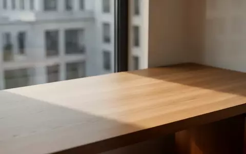 Ein minimalistischer, leerer Schreibtisch in hellem, natürlichem Licht mit einem neutralen architektonischen Hintergrund. - Foto: über boerse-global.de