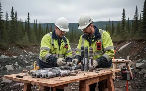 Geologe untersucht Gesteinsproben an einem Feldforschungsstandort in einer bewaldeten Landschaft. - Foto: über boerse-global.de