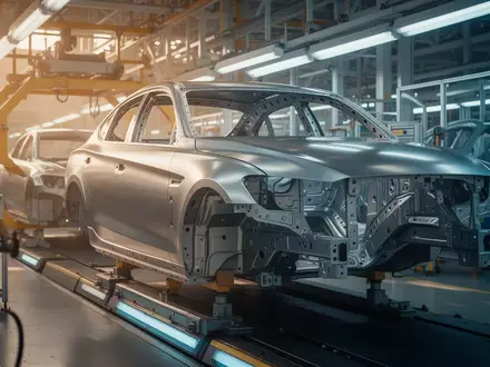 Moderne industrielle Fertigungsstraße in einer Automobilfabrik bei atmosphärischem Licht. - Foto: über boerse-global.de