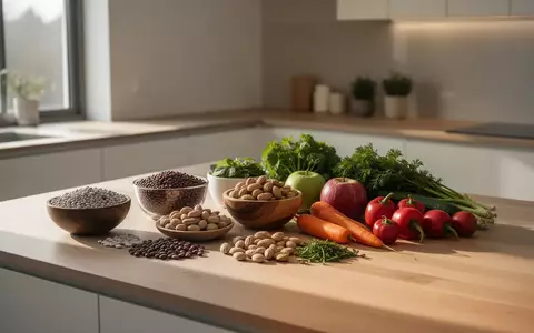 Eine Auswahl an proteinreichen, naturbelassenen Lebensmitteln wie Hülsenfrüchten und Gemüse in einer hellen, modernen Küche. - Foto: über boerse-global.de