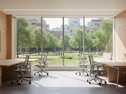 Ein helles, modern gestaltetes Büro mit ergonomischer Einrichtung und Blick ins Grüne als Symbol für ein inklusives Arbeitsumfeld. - Foto: über boerse-global.de