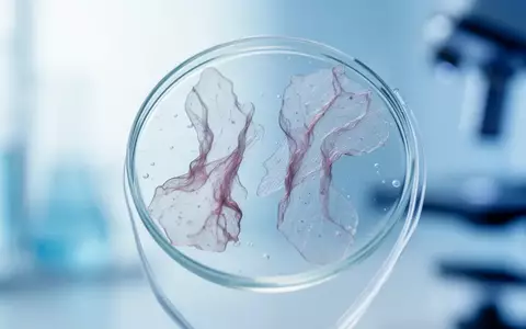 Nahaufnahme eines Labormikroskop-Objektträgers mit abstrakten biologischen Gewebeproben in einer klinischen Umgebung. - Foto: über boerse-global.de