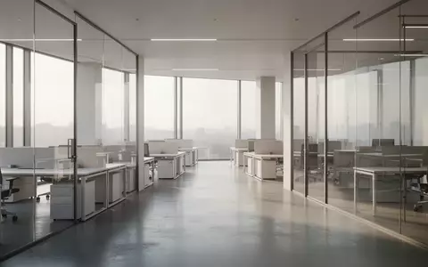 Ein heller, moderner Büroraum mit leeren Arbeitsplätzen und großen Fensterfronten in einer professionellen Umgebung. - Foto: über boerse-global.de