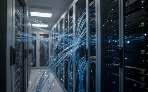 Moderne Serverräume mit leuchtenden Glasfaserkabeln in einer professionellen IT-Umgebung. - Foto: über boerse-global.de