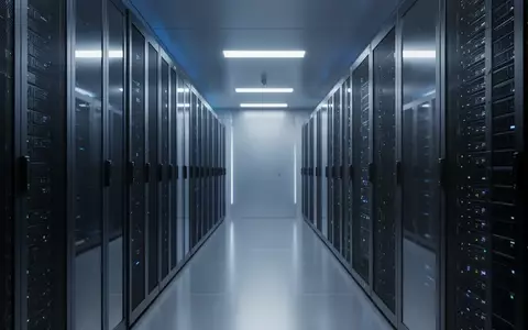 Modernes Rechenzentrum mit serverracks in einer minimalistischen, blau beleuchteten Umgebung. - Foto: über boerse-global.de